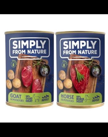 SIMPLY FROM NATURE Hrana umeda pentru caini, mix carne de cal si cartofi/carne de capra si cartofi 400 g x 12 buc.