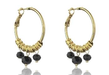 Marc Malone Cercei rotunzi placați cu aur Zoey Black Earrings MCE23010G
