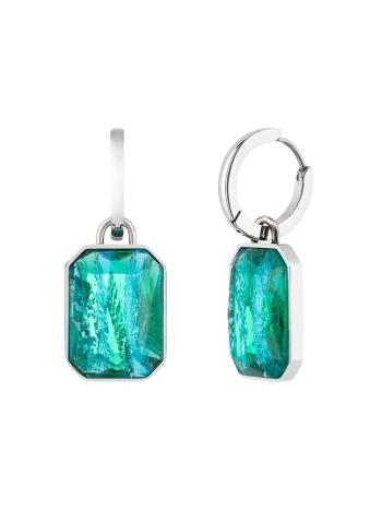 Preciosa Cercei cercuri din oțel cu pietre presate manual din cristal ceh Preciosa 2in1 Ocean Emerald 7445 66