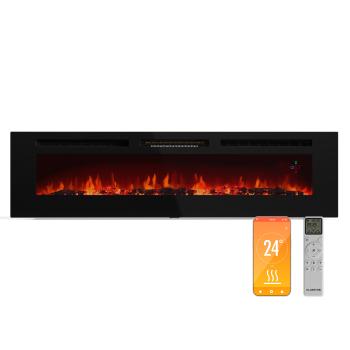 Klarstein Șemineu electric inteligent Galeras Smart, 2 setări de temperatură, 16 - 30°| Iluzia flăcării LED, Opțiune de conectare IOT
