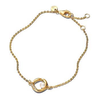 Pandora Brățară placată cu aur cu perlă și zircon Essence Shine 563830C01 18 cm