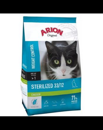 ARION Original Sterilized Chicken 33/12 7,5 kg hrana pisica sterilizata, cu pui