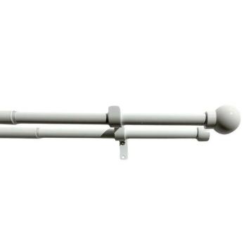 Set perdea dublă extensibilă. Ball 16/19 mm alb,120-230 cm, fără inele, 120 - 230 cm