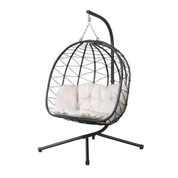 Happy Green Fotoliu suspendat din rattan Villa Big, 120 x 110 x 200 cm