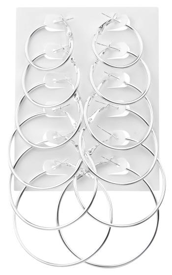 Troli Set de cercei rotunzi moderni Silver (6 perechi)