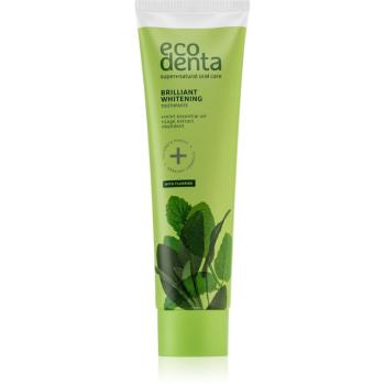 Ecodenta Green Brilliant Whitening pasta de dinti albitoare cu Fluor pentru o respirație proaspătă Mint Oil + Sage Extract 100 ml