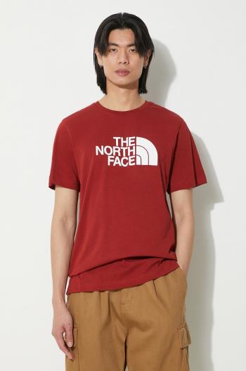 Bavlnené tričko The North Face M S/S Easy Tee pánske, bordová farba, s potlačou, NF0A87N5POJ1