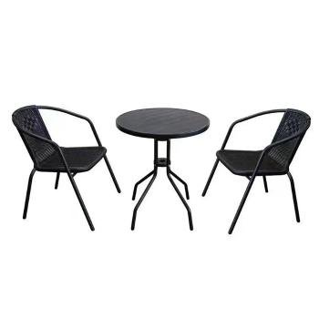 Set mobilier de grădină masă + 2 scaune, negru