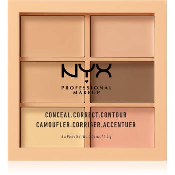 NYX Professional Makeup Conceal. Correct. Contour paletă de contur și corectare culoare 01 Light 6 x 1.5 g