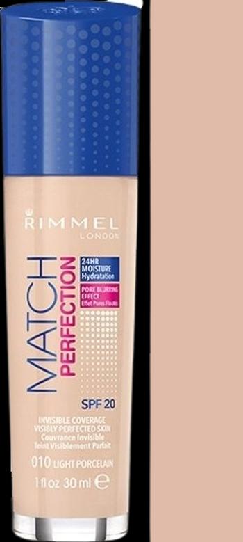 RIMMEL London Match Perfection Foundation SPF20 make-up 010 Light Porcelain 30 ml