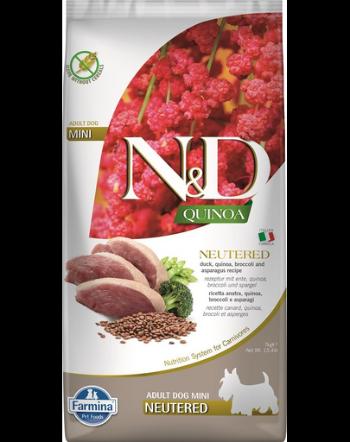 FARMINA N&amp;D Quinoa Hrana pentru caini sterilizati sau castrati de talie mica, cu rata, broccoli si sparanghel 7 kg