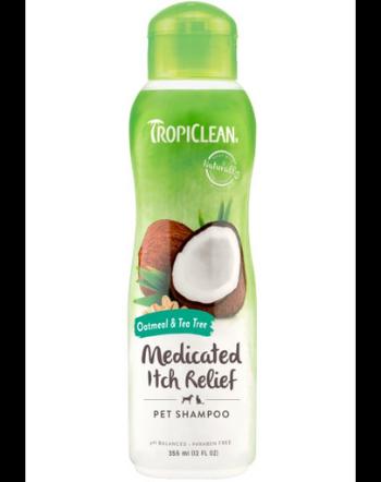 TROPICLEAN Oatmeal Tea Tree Medicated Itch Relief Shampoo 355ml sampon calmant pentru mancarimea pielii caini si pisici