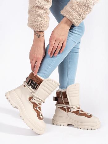 Frumos snowshoes platforma bej pentru femei