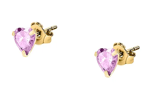 La Petite Story Cercei inimi placați cu aur cu pietre de zircon roz Silver LPS01AWV31