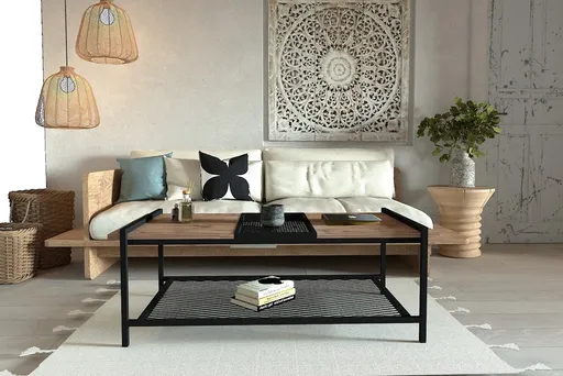 Masuta de cafea, Hanah Home, Mata, 120x45x54 cm, Pin Atlantic / Negru