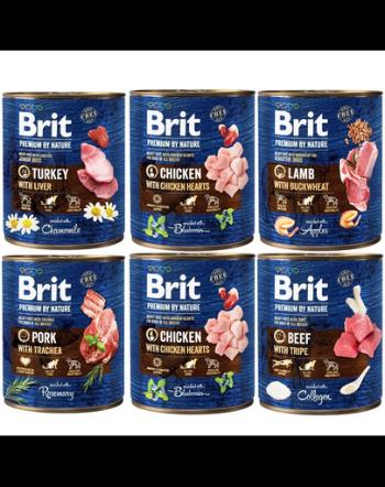 BRIT Premium by Nature Mix arome 6x800 g conserve mixte hrana caini