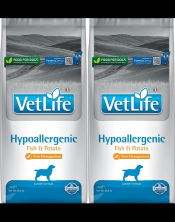 FARMINA Vet Life Hypoallergenic Fish&amp;Potato 12 kg x 2 dieta veterinara caini, peste si cartof