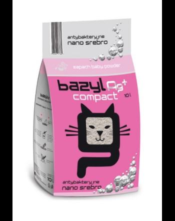 BAZYL Ag+ Compact Baby Powder 10 L nisip pentru pisici cu nano-argint si parfum de pudra pentru bebelusi