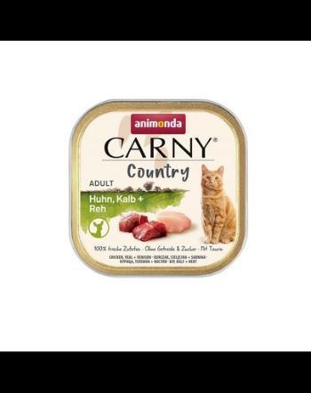 ANIMONDA Carny Country Adult Chicken&amp;Veal&amp;Vension 100 g Hrana umeda pentru pisica, cu pui, vitel si vanat