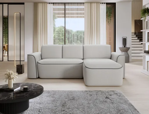 Coltar dreapta 4 locuri ELTAP, Ume, 287x190x88 cm, lemn/poliester, gri deschis/gri inchis