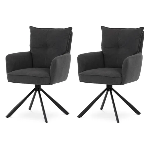 Set de scaune de sufragerie cu mecanism deîntoarcere HC-X1128 GREY2, manșestru, 2 buc., gri