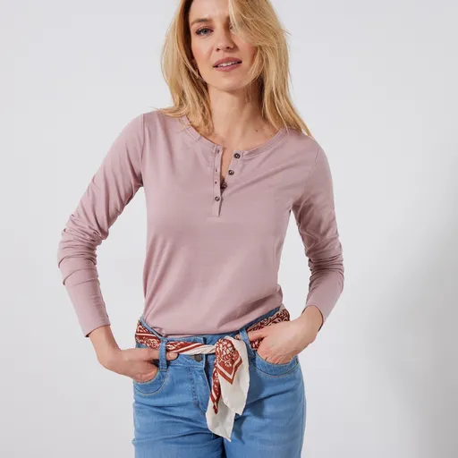 Tricou cu decolteu tunisian și mâneci lungi