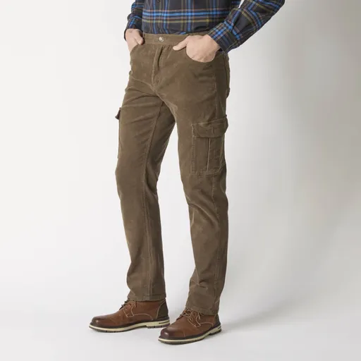 Pantaloni cargo din corduroi cu talie elastică pe laterale