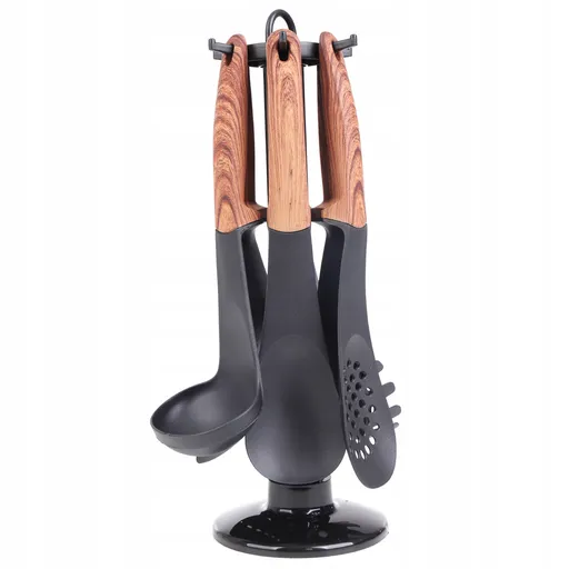 Set de aparate de bucătărie cu livrare Royalty Line RL-U03, 7 piese, polipropilenă, până la 210C, fără PFOA, negru