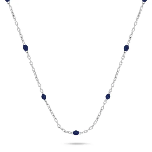 Brilio Silver Colier de argint cu mărgele albastru închis NCL112WB
