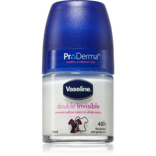 Vaseline Double Invisible Roll-On antiperspirant roll-on impotriva petelor albe si galbene 50 ml