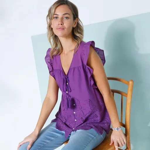 Bluză Madeira cu decolteu în V și fără mâneci