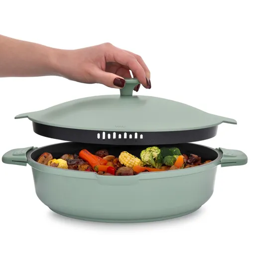 Tigaie adanca cu capac Fern, Ambition, 28 cm, 3.9 L, aluminiu, verde/negru