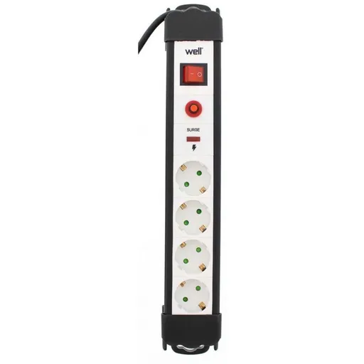 Prelungitor 4 prize 3M cu protectie, cablu 3xG1.5mmp, Well EXTS-4S3M-PROT/02-WL
