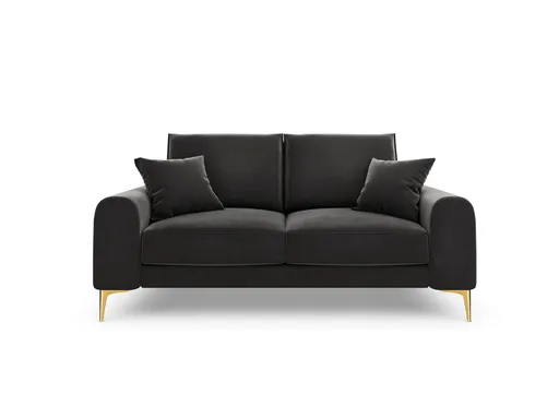 Canapea, Madara, Mazzini Sofas, 2 locuri, gold legs, 172x102x90 cm, catifea, gri inchis