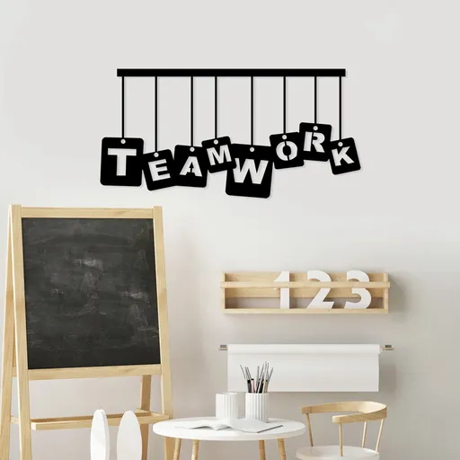 Decoratiune de perete, Teamwork, Dimensiune: 35 x 70 cm, Negru