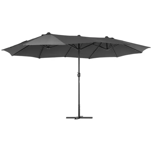 Outsunny Umbrelă de grădină XXL cu picior în cruce, umbrelă de dimensiuni mari 4,6L x 2,7l x 2,4H cm, manivelă de deschidere/închidere, oțel, polieste