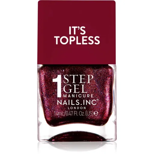 Nails Inc. It’s Topless lac de unghii sub forma de gel pentru un efect de lunga durata culoare Scarlett 14 ml