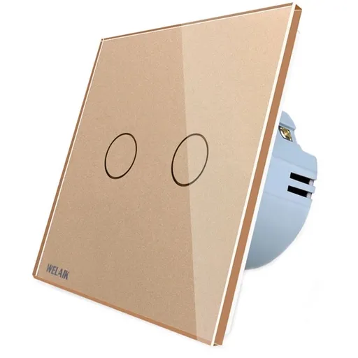 Intrerupator dublu cu touch Welaik panou din sticla A1921CG, gold