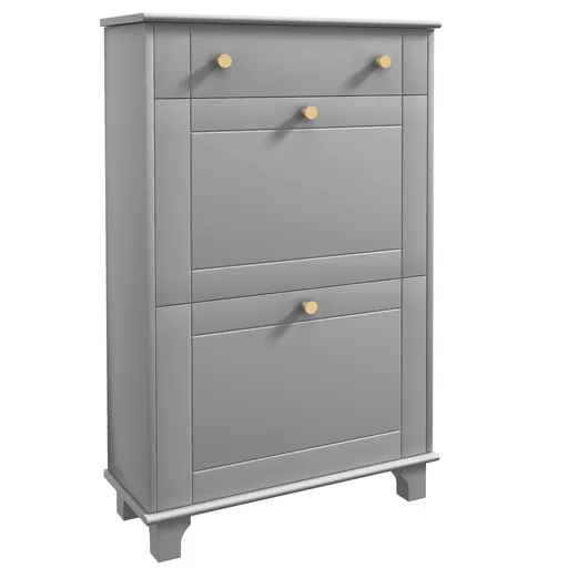 HOMCOM Mobilier Pantofar Ingust cu 2 Usi Basculante si 1 Sertar pentru 8 Perechi de Pantofi 60x23,5x98,5 cm Gri | Aosom Romania