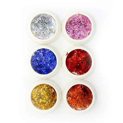 Decor Unghii, Paiete Litere, Set 6 Culori