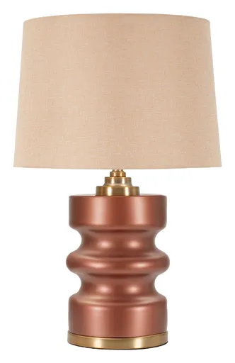 Lampa de masa Rosenthal -B, Mauro Ferretti,  1 x E27, 40W, 36.5x56.5 cm, sticla/fier/textil, maro/auriu