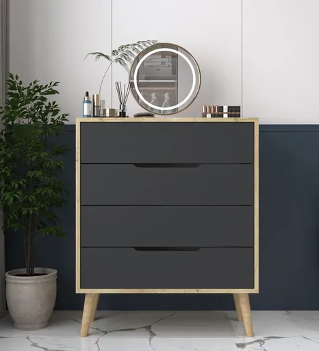 Dulap, Hanah Home, Flora, 78x95x45 cm, PAL, Stejar safir / Antracit