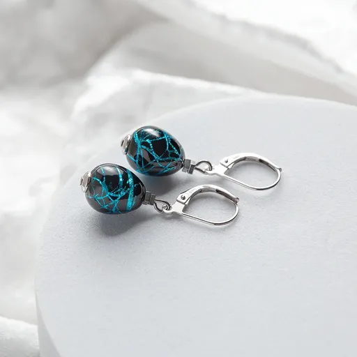 Lampglas Cercei spectaculoși Cobalt Nude, cu argint pur în perle ENM3/AG/RHO