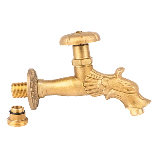 Robinet decorativ 1/2", dublu serviciu din alama naturala cu rozeta si finisaj Dragon