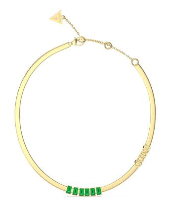 Guess Colier placat cu aur cu cristale verzi Hashtag JUBN04255JWYGEMT/U