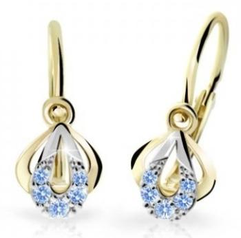 Cutie Jewellery Cercei bicolori pentru copii din aur galben C2270-10-X-1 albastră deschisă