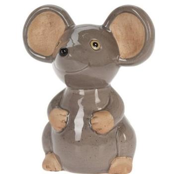 Decor de grădină Mouse gri, 13 x 15,5 x 10 cm,porțelan