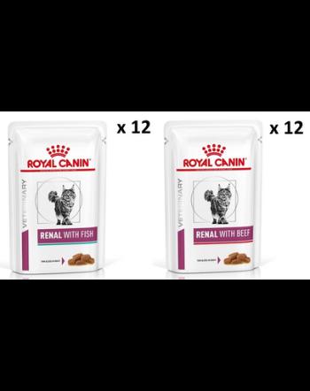 ROYAL CANIN Renal Feline Fish 12 x 85 g + Beef 12 x 85 g
