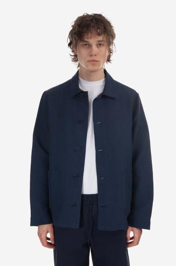 Lněná bunda A.P.C. Veste Kerlouan tmavomodrá barva, LIAEO-H03053 MARINE