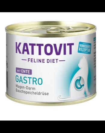 KATTOVIT Feline Diet Gastro Duck hrana pisici cu afectiuni gastrointestinale, cu rata 185 g